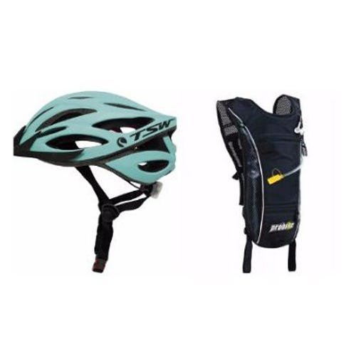 Kit Ciclista Capacete Tsw + Mochila De Hidratação Térmica - 1