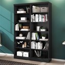 Ver imagem 1 de Kit 02 Livreiros Springs 4 Prateleiras MDP Preto Fosco Qmovi