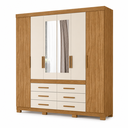 Ver imagem 2 de Guarda-Roupa de Casal Franca com Espelho 6 Portas 6 Gavetas Freijo Off White Moval
