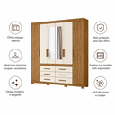 Ver imagem 4 de Guarda-Roupa de Casal Franca com Espelho 6 Portas 6 Gavetas Freijo Off White Moval