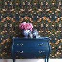 Ver imagem 1 de Papel de Parede Floral com Pássaros Azul Escuro+ Cola Inclusa