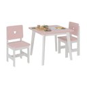 Ver imagem 2 de Conjunto Infantil Mesa com 2 Cadeiras Sofia Madeira Maçiça e MDF Rosa/Branco