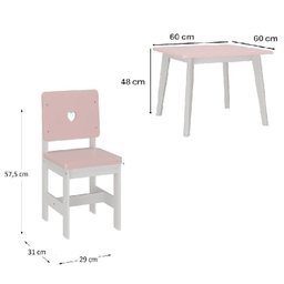 Conjunto Infantil Mesa com 2 Cadeiras Madeira de Pinus Sofia - 3