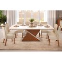 Ver imagem 1 de Sala de Jantar Zafira Tampo Madeirado com Vidro Curvo 200x100cm e 8 Cadeiras Jade Freijo Off White