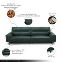 Ver imagem 3 de Sofá Decorativo Ashton 3 Lugares Sala de Estar 216cm Pés em Aço Couro Verde Musgo G88 - Gran Belo