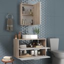 Ver imagem 2 de Kit Gabinete Banheiro Rubi 80cm - Gabinete + Cuba + Espelheira - Madeirado/branco