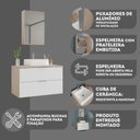 Ver imagem 6 de Kit Gabinete Banheiro Rubi 80cm - Gabinete + Cuba + Espelheira - Madeirado/branco
