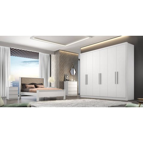 Guarda Roupa Casal 100% MDF 6 Portas 6 Gavetas - Rizon -Branco
