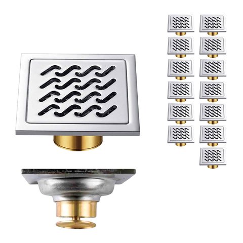 Ralo Inox 10x10 Banheiro Kit 13 Uni Anti Odor Anti Inseto Jardim Quintal Lavanderia Lavabo Box Segur