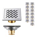 Ver imagem 1 de Ralo Inox 10x10 Banheiro Kit 13 Uni Anti Odor Anti Inseto Jardim Quintal Lavanderia Lavabo Box Segur