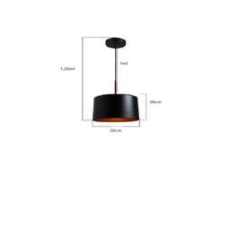 Pendente Luminária Lustre Bilboque Large Grande Diametro 30cm PT Fosco Cobre - 2