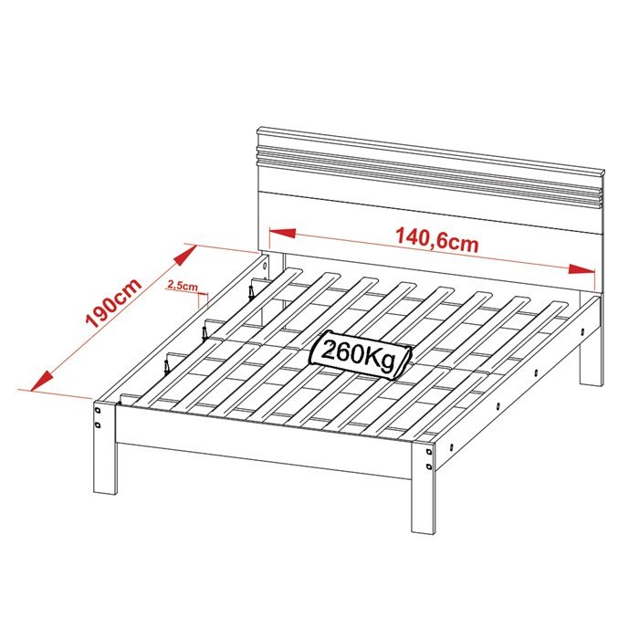 Cama de Casal para Colchão 1,38m Amendoa/branco Cm8009 Tecno Mobili - 3