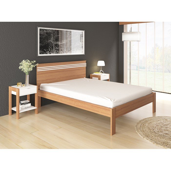 Cama de Casal para Colchão 1,38m Amendoa/branco Cm8009 Tecno Mobili - 8