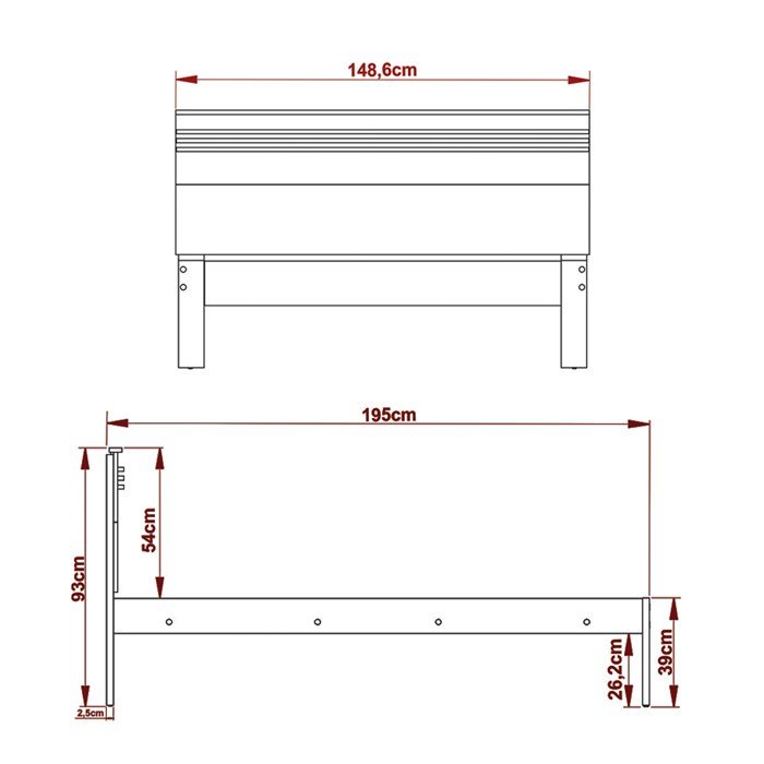 Cama de Casal para Colchão 1,38m Amendoa/branco Cm8009 Tecno Mobili - 5