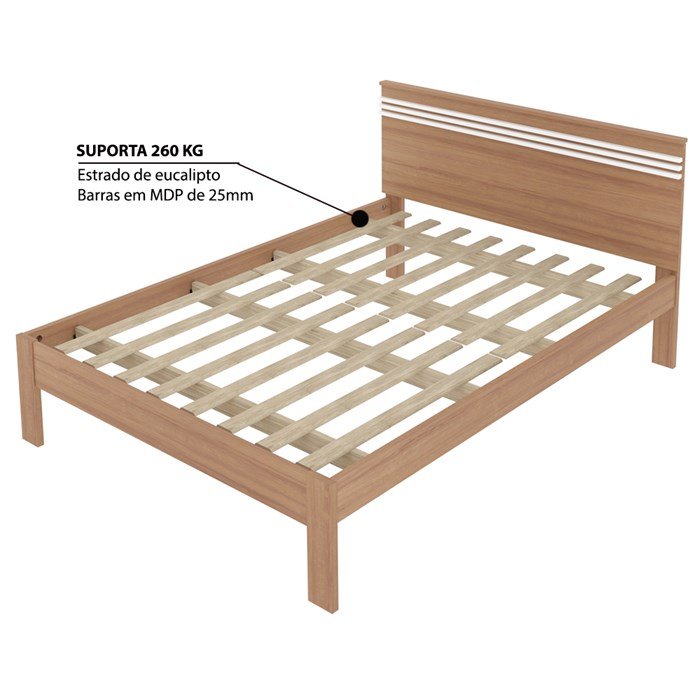 Cama de Casal para Colchão 1,38m Amendoa/branco Cm8009 Tecno Mobili - 4