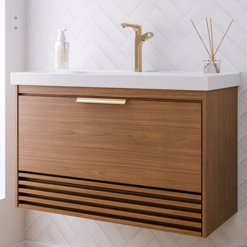 Gabinete para Banheiro 80cm com 1 Porta 1 Gaveta e Cuba de Embutir Maragogi