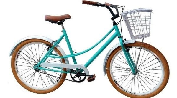 Bicicleta Aro 26 Retro Vintage com Cestinha Food Bike Unissex - Água - 1
