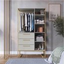 Ver imagem 6 de Jogo Quarto 3PÇS Industrial Closet Cômoda Mesa de Cabeceira Arena Dourado Placa e Ponto