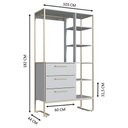 Ver imagem 3 de Jogo Quarto 3PÇS Industrial Closet Cômoda Mesa de Cabeceira Arena Dourado Placa e Ponto
