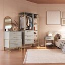 Ver imagem 2 de Jogo Quarto 3PÇS Industrial Closet Cômoda Mesa de Cabeceira Arena Dourado Placa e Ponto