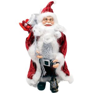 Decoração Papai Noel com Casaco Saco Presentes Lampião 30cm