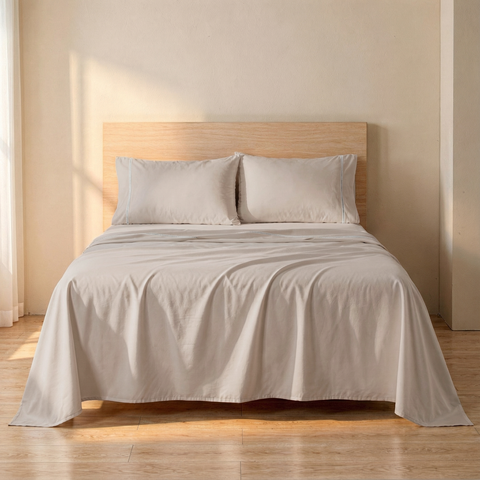 Jogo de Cama Lençol 400 Fios Casal P. Palito 4 Pçs Bege Casa Dona