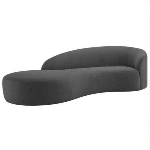 Divã Recamier Orgânico França 200cm Lado Esquerdo Linho Cinza Escuro - Amarena Moveis
