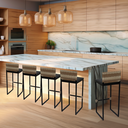 Ver imagem 6 de Kit 5 Banquetas Quadrada Junco Cappuccino para Balcão Ilha Cozinha Área Gourmet Bancada Piscina Bar