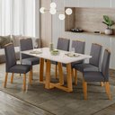 Ver imagem 2 de Conjunto Sala de Jantar Mesa Rubi 160x90 6 Cadeiras Anitta Ype/off White/veludo Cinza