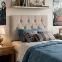 Ver imagem 1 de Cabeceira Painel Estofada Paris Suede Bege Solteiro 90cm para Cama Box