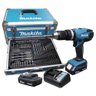 Parafusadeira Furadeira Imp Bateria 18v + Maleta Acessórios Carregador Makita Hp457dwex4 - 1