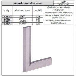 Esquadro com Fio de Luz 150x100 Mm Classe 0 - Jg Tools - 2