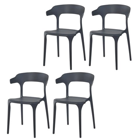 Kit 4 Cadeiras de Jantar Garden Luxo Preta Resistente