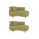 Ver imagem 1 de Kit 02 Sofá Orgânico 2 Lugares C/2 Almofadas Curvo Sala Recepção Boucle Verde - Montanaris Decor