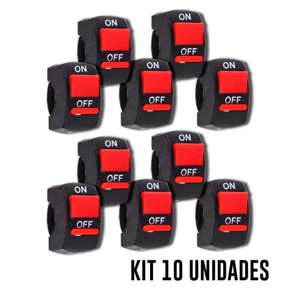 Kit 10 Botoes Interruptor Farol De Milha Moto Liga Desliga - 1