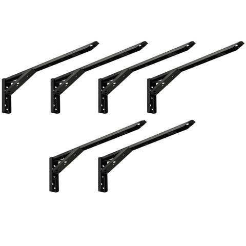 Kit 03 Pares Suporte para Mesa Dobrável Retrátil 30 Cm H02 Mão Francesa Preto - Lyam