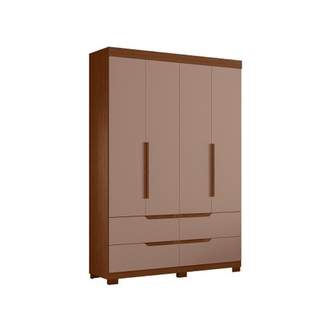 Guarda Roupa Doble Quarto com 4 Portas e 4 Gavetas Nogueira/cappuccino