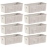 Kit 8 Cestos Caixa Organizadora 3l Flow Bege 27x12x9cm Closet Lavanderia Banheiro - 1