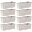 Ver imagem 1 de Kit 8 Cestos Caixa Organizadora 3l Flow Bege 27x12x9cm Closet Lavanderia Banheiro