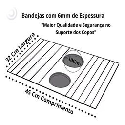 Bandeja Esteira Protetora para Braço Sofá Porta Copo em Mdf - 3