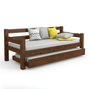 Ver imagem 4 de Bicama Solteiro Confort 100% Madeira Maciça com Cama Auxiliar e Rodízios - Castanho