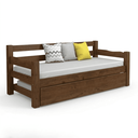 Ver imagem 3 de Bicama Solteiro Confort 100% Madeira Maciça com Cama Auxiliar e Rodízios - Castanho