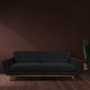 Ver imagem 2 de Sofá 03 Lugares 210cm Miami Base Madeira Veludo Preto - Nexta Casa