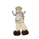 Ver imagem 5 de Boneco de Neve Decorativo Resina Sentado Branco e Dourado 18cm - Nataluz
