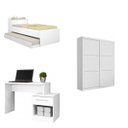 Ver imagem 2 de Quarto de Solteiro Completocom Bicama, Guarda-Roupa 2 Portas e Escrivaninha Life Espresso Móveis