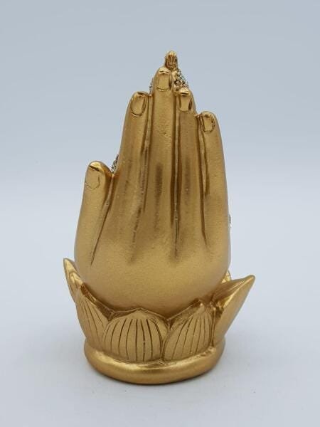 Incensário Buda Meditação Dourado Resina Many Hands - 3