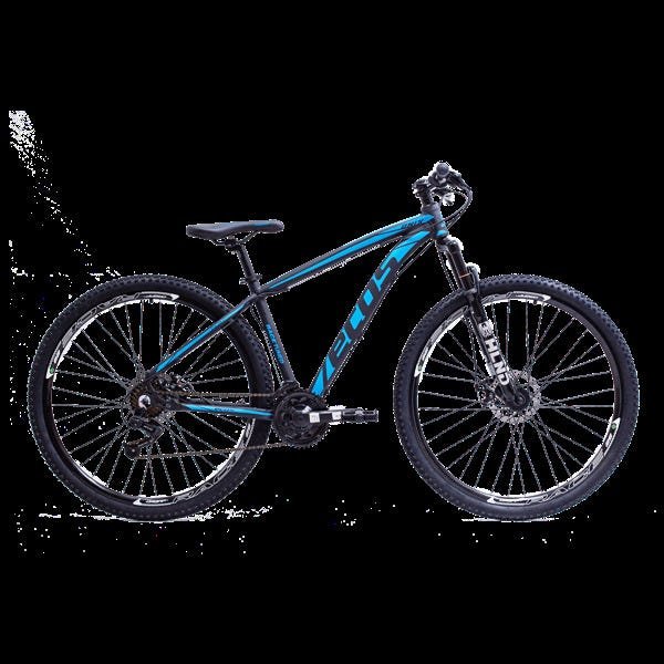 Bicicleta Aro 29 Ecos Onix 27 Marchas, K7, Freios Hidráulicos E Suspensão Trava - Preto com Azul - 1 - 2