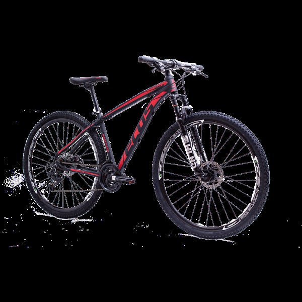 Bicicleta Aro 29 Ecos Onix 27 Marchas, K7, Freios Hidráulicos E Suspensão Trava - Preto com Vermelho - 3