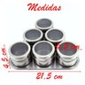 Porta Condimento Tempero Magnético Inox 6 Potes com Imã - 3