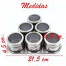 Porta Condimento Tempero Magnético Inox 6 Potes com Imã - 2